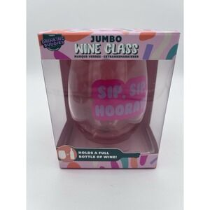 Jumbo Wine Glass Stemless ~Holds a full bottle of wine "SIP, SIP, HOORAY!" 26 Oz